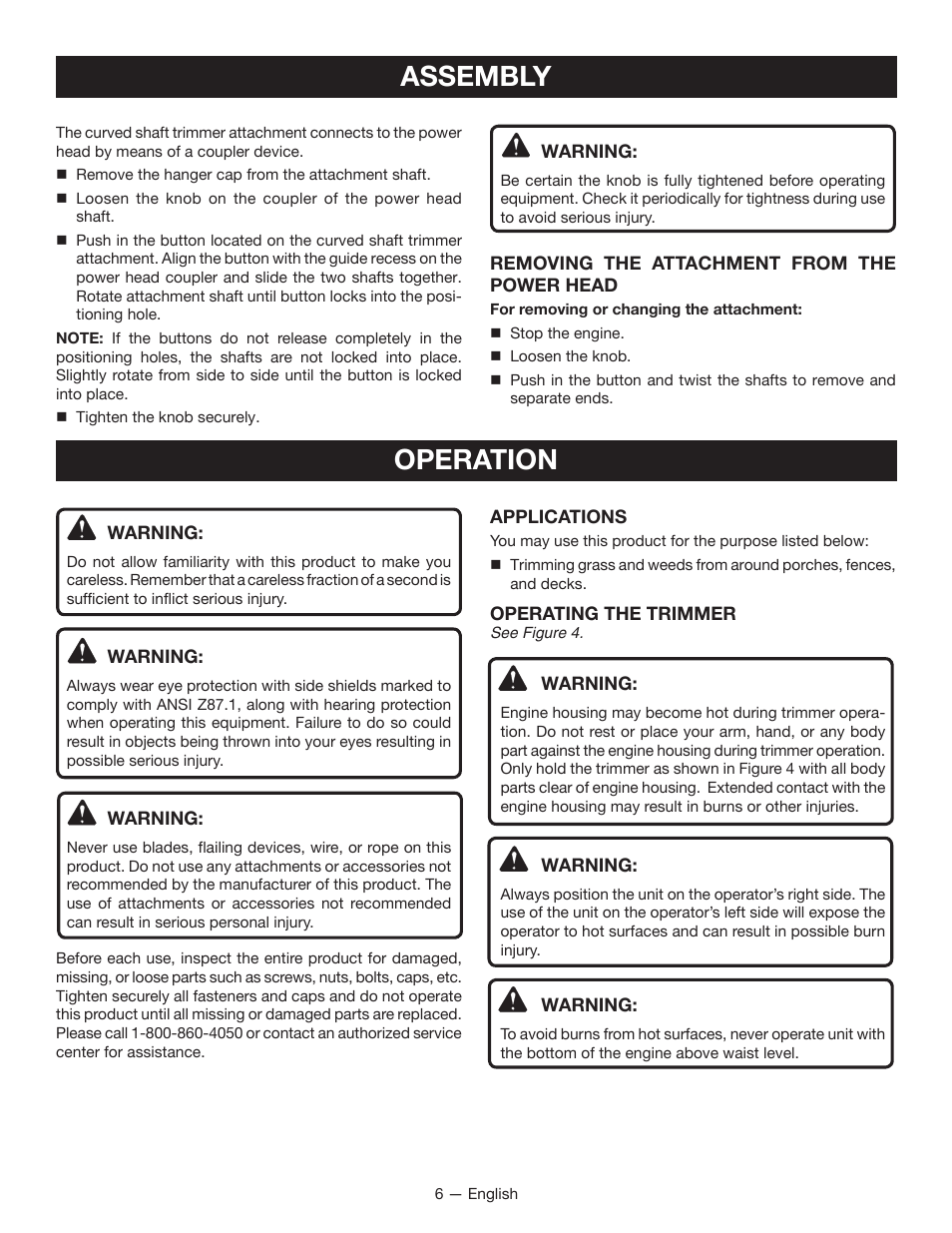 Assembly operation | Ryobi EXPAND-IT RY15524 User Manual | Page 8 / 30