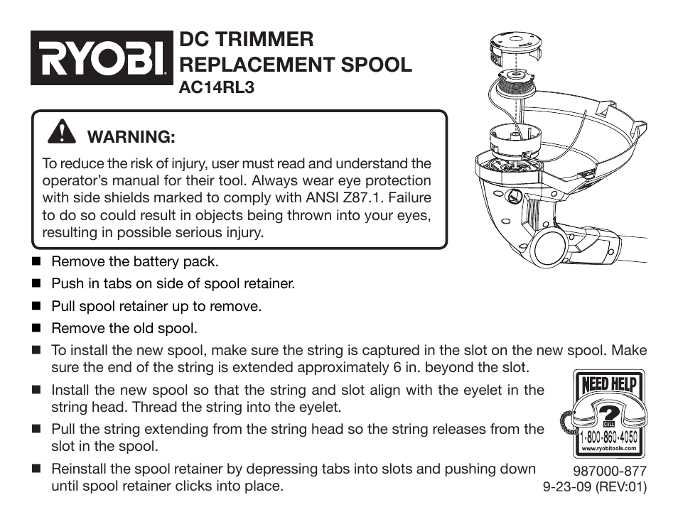 Ryobi AC14RL3 User Manual | 2 pages