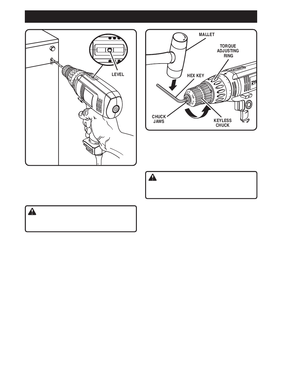 Operation, Warning, Chuck removal | Ryobi D45C User Manual | Page 11 / 14