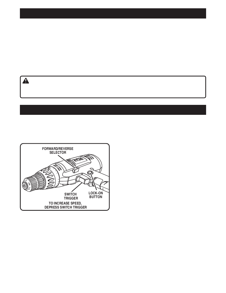 Features, Operation, Warning | Product specifications: drill-driver, Applications, Switch, Lock-on button, Variable speed | Ryobi D45C User Manual | Page 7 / 14