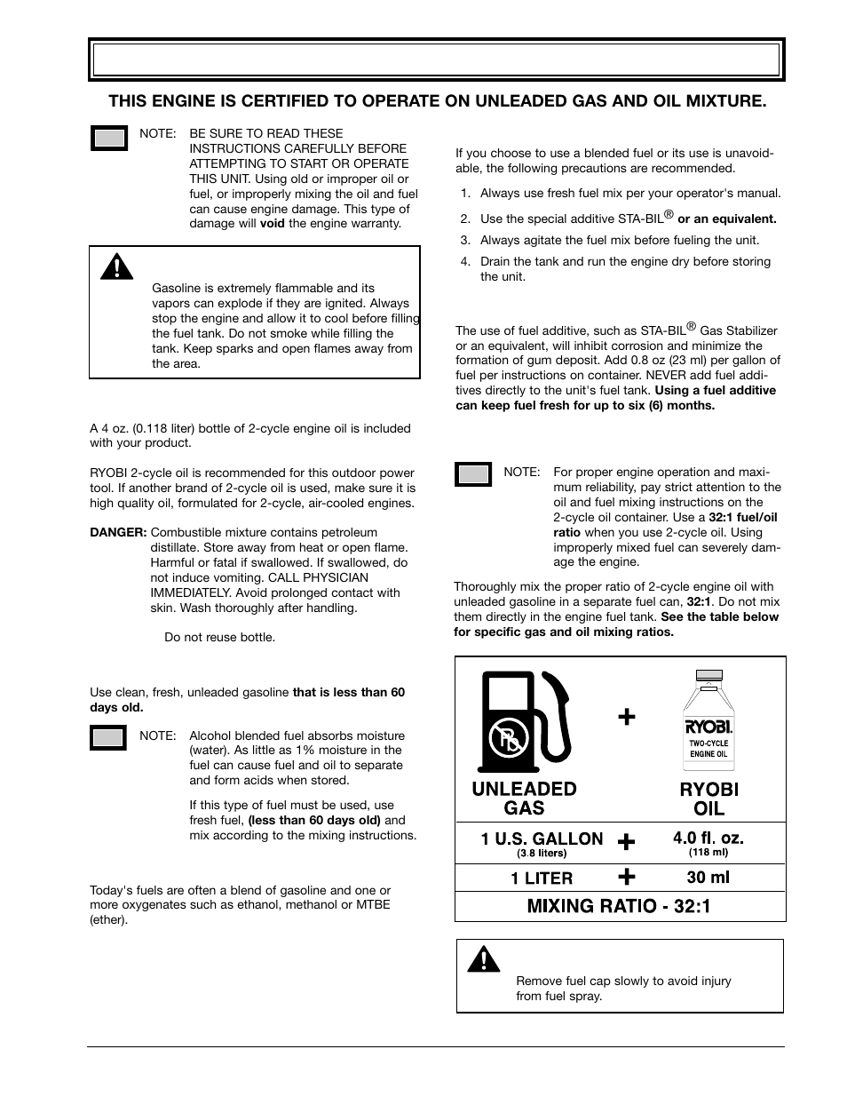 Oil & fuel information | Ryobi 310r User Manual | Page 9 / 20