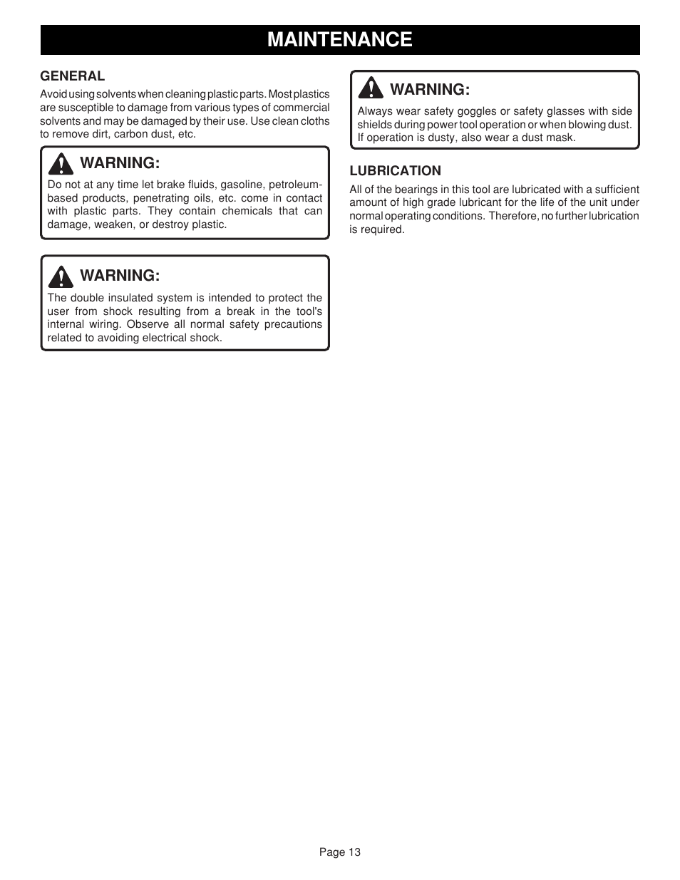 Maintenance | Ryobi AG451 User Manual | Page 13 / 14