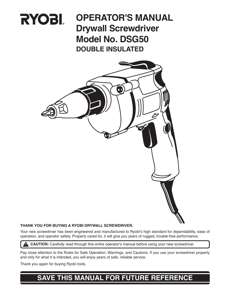 Ryobi DSG50 User Manual | 12 pages