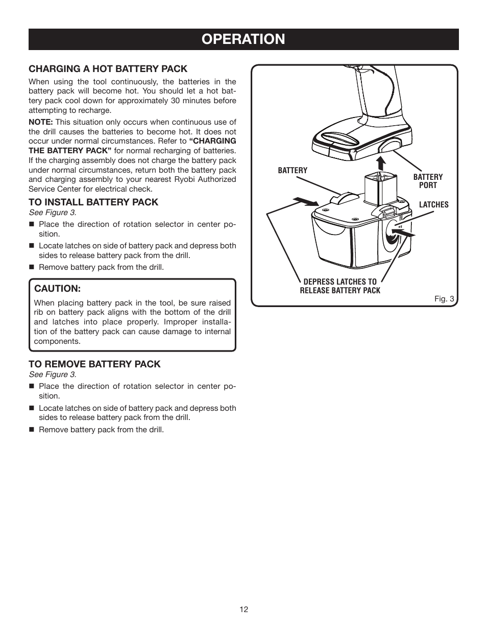 Operation | Ryobi HP472 User Manual | Page 12 / 20