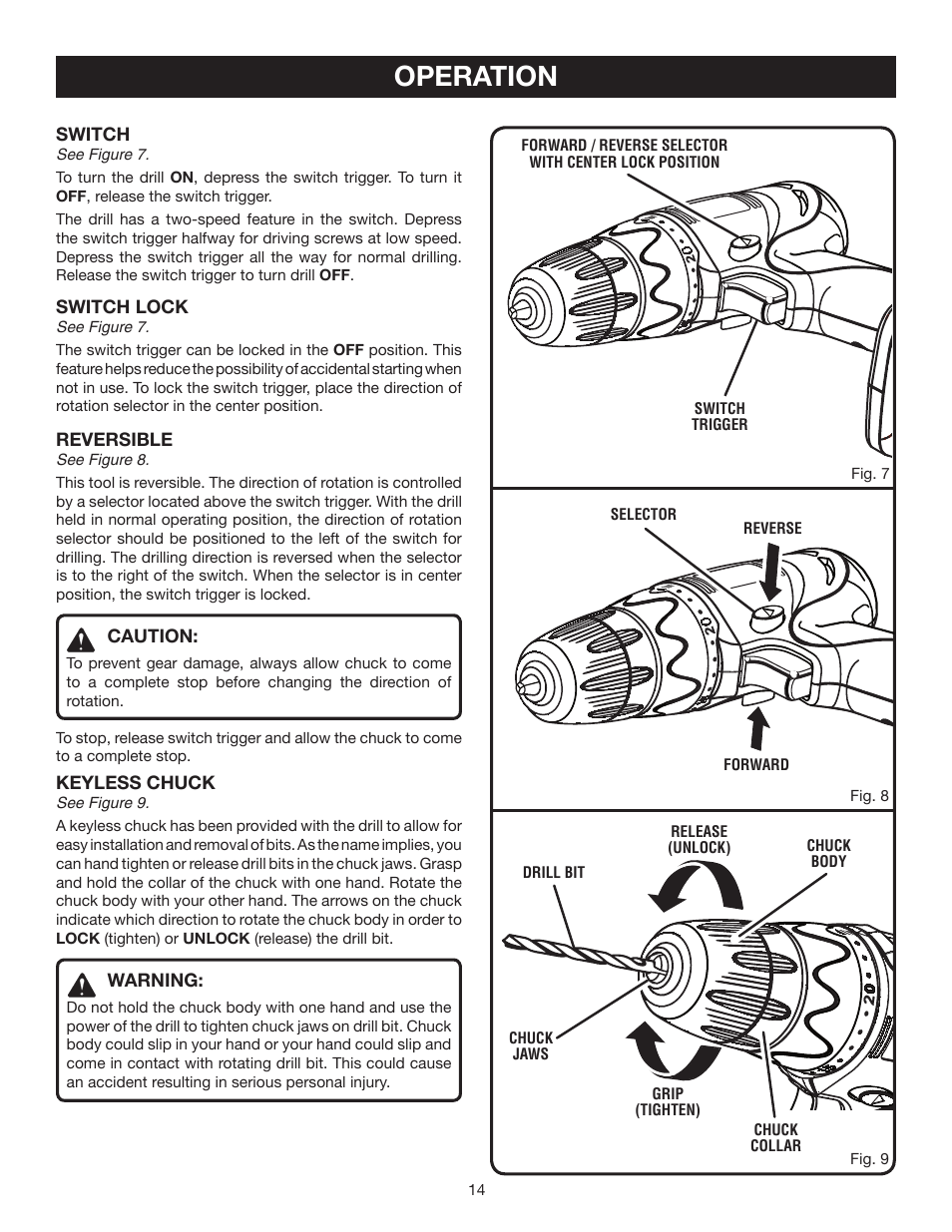 Operation | Ryobi HP472 User Manual | Page 14 / 20