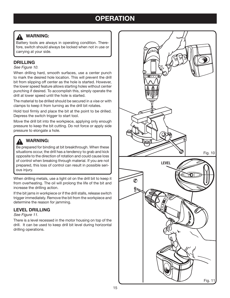 Operation | Ryobi HP472 User Manual | Page 15 / 20