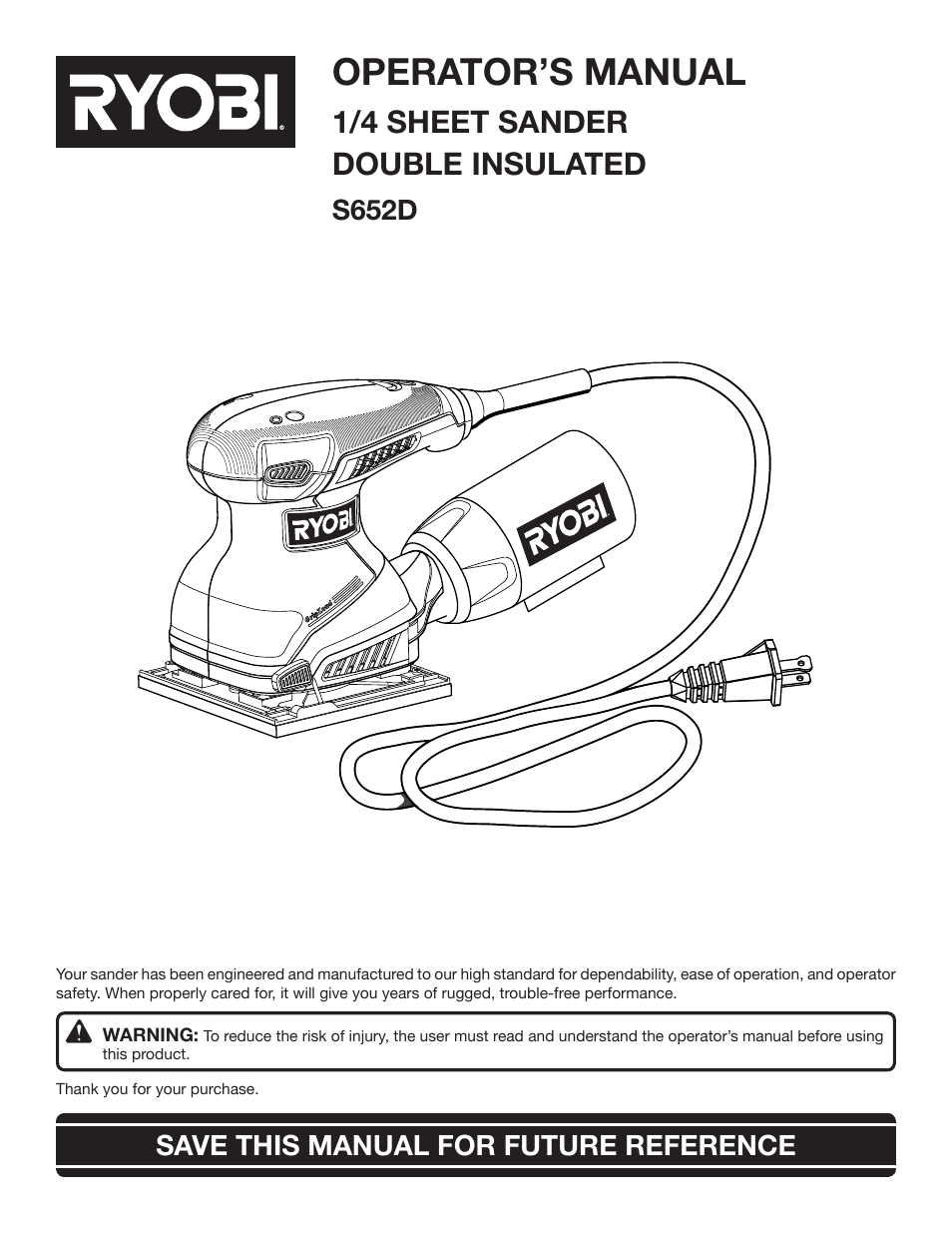 Ryobi S652D User Manual | 14 pages