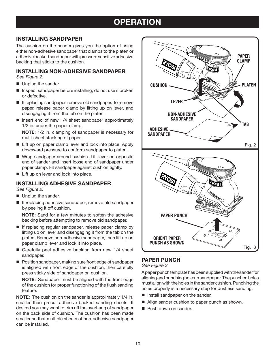 Operation | Ryobi S652D User Manual | Page 10 / 14