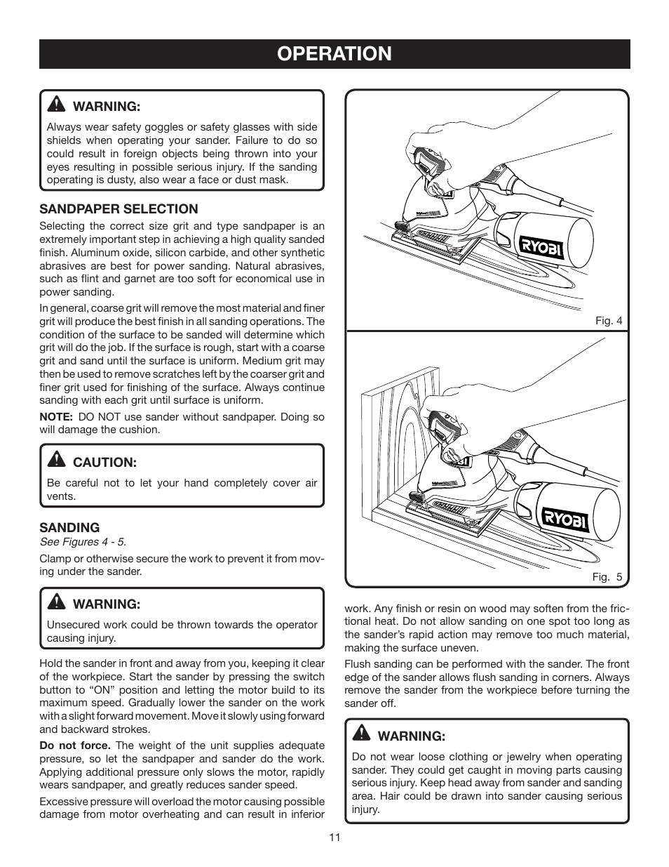 Operation | Ryobi S652D User Manual | Page 11 / 14