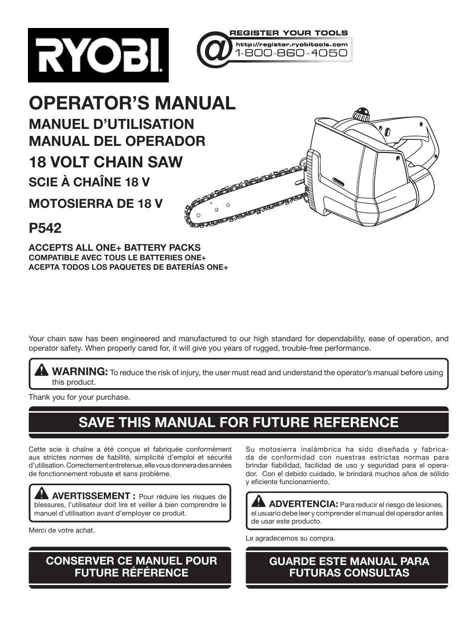 Ryobi P542 User Manual | 76 pages