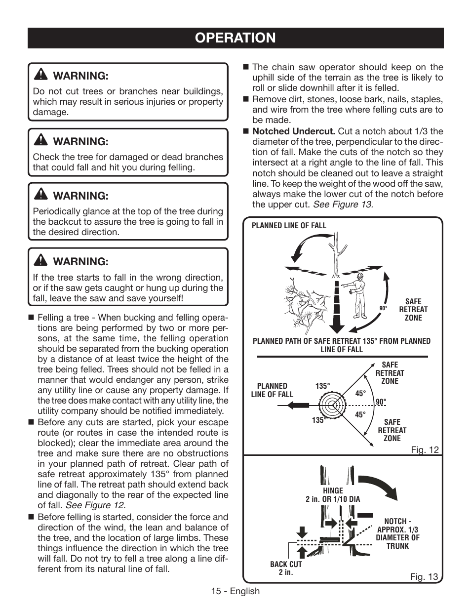 Operation, Warning | Ryobi P542 User Manual | Page 15 / 76