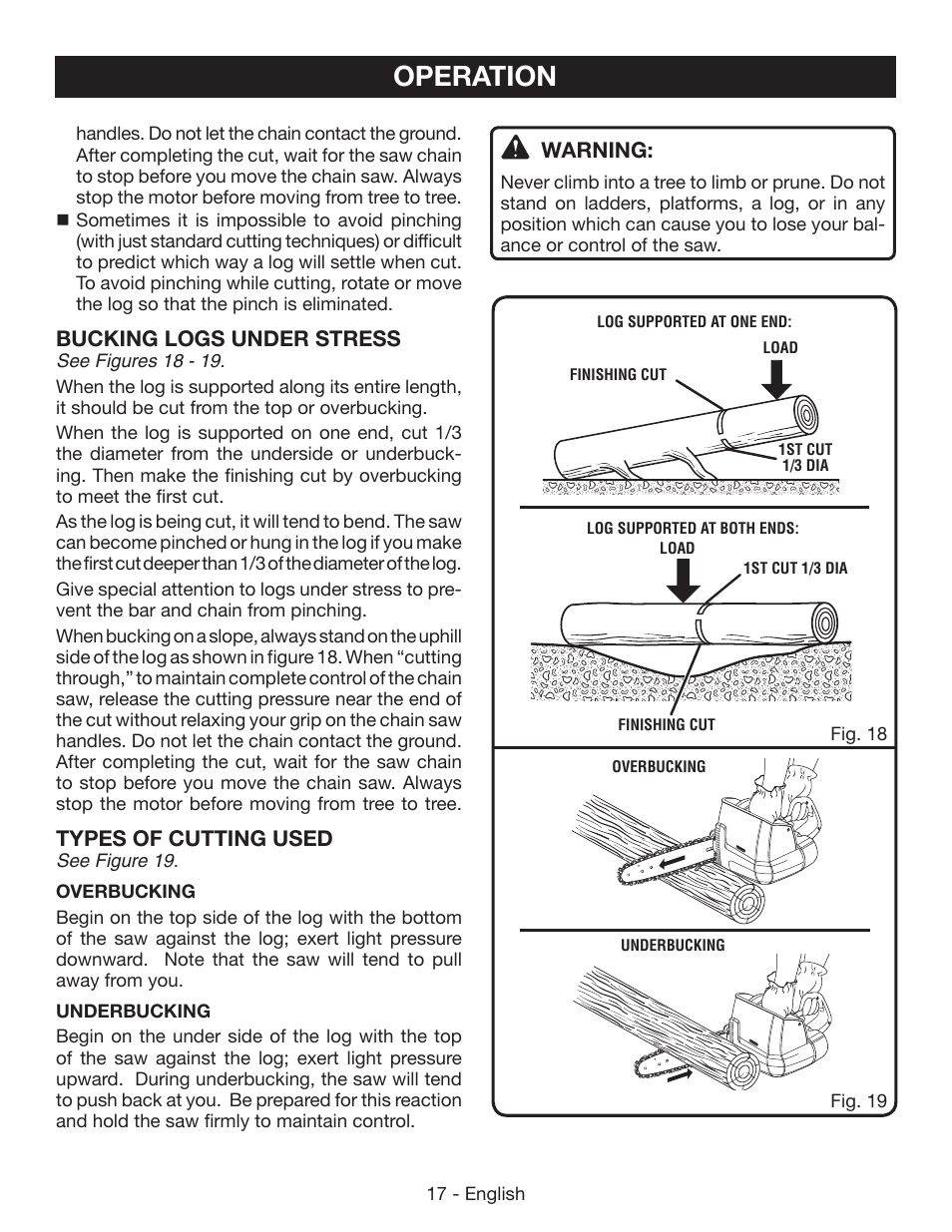 Operation | Ryobi P542 User Manual | Page 17 / 76