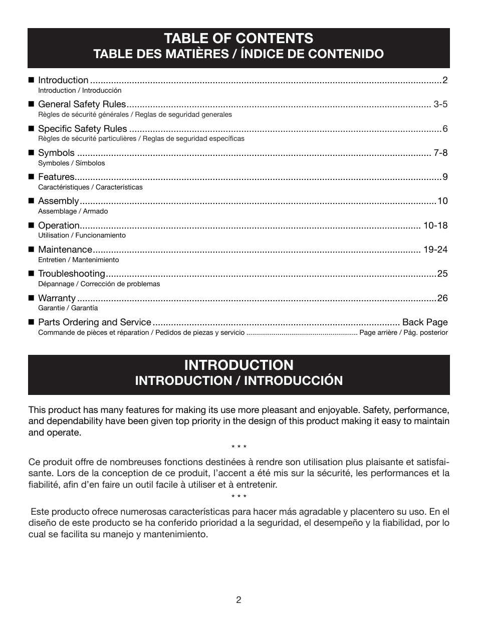 Ryobi P542 User Manual | Page 2 / 76