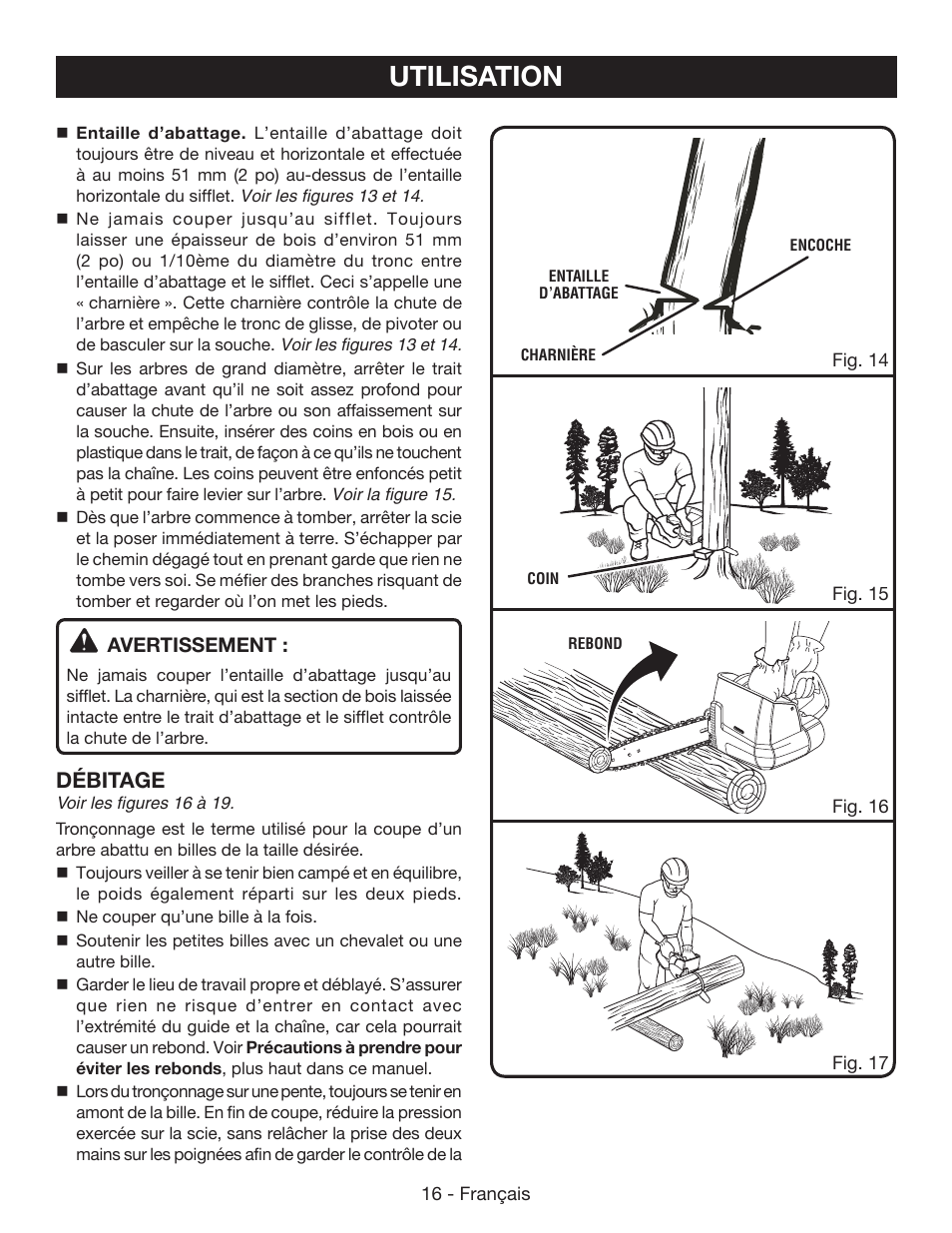 Utilisation, Débitage | Ryobi P542 User Manual | Page 40 / 76