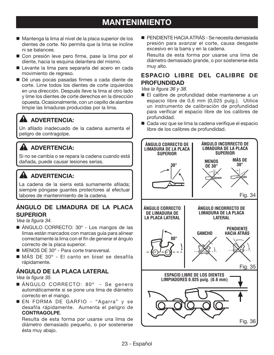 Mantenimiento | Ryobi P542 User Manual | Page 71 / 76