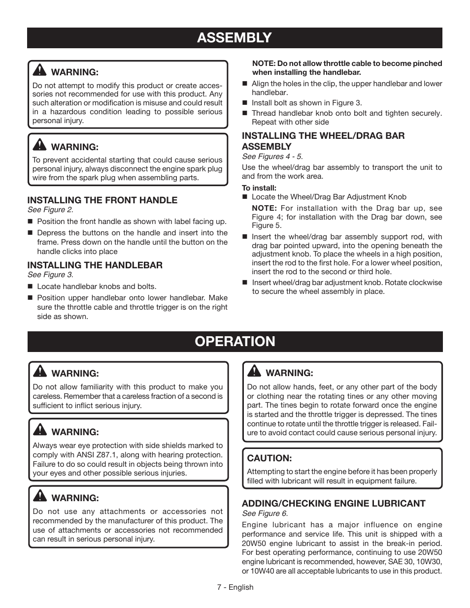 Assembly, Operation | Ryobi RY64400 User Manual | Page 11 / 52