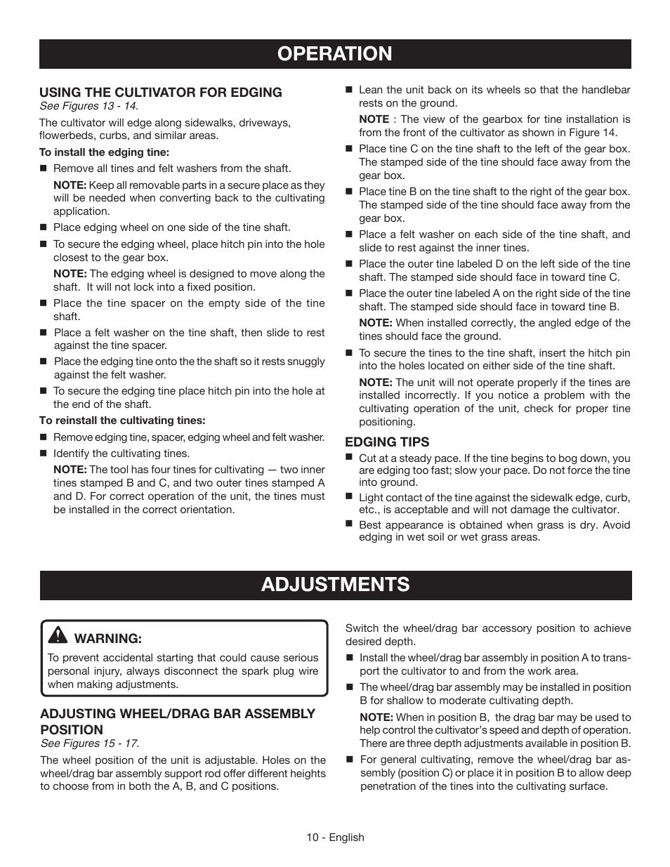 Operation, Adjustments | Ryobi RY64400 User Manual | Page 14 / 52