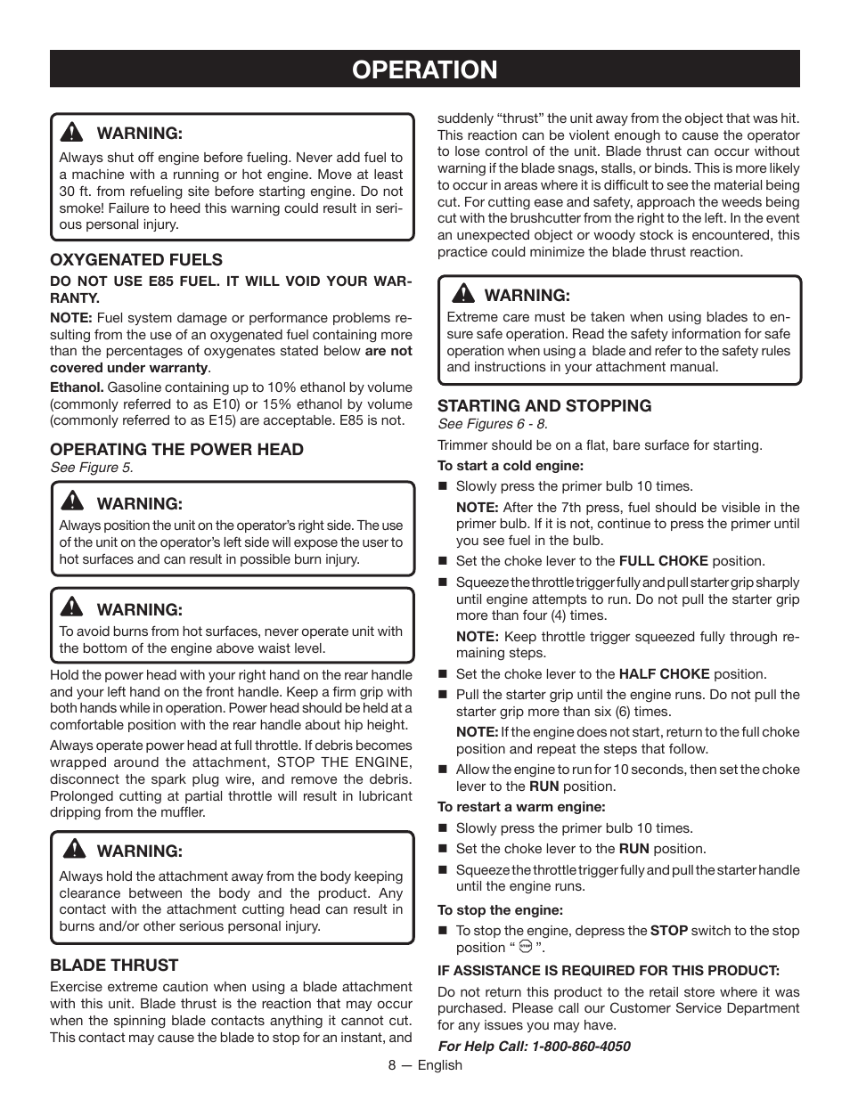 Operation | Ryobi RY28000 User Manual | Page 10 / 38