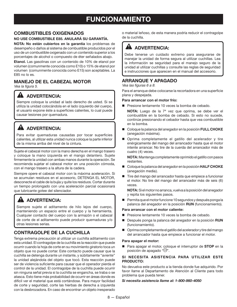 Funcionamiento | Ryobi RY28000 User Manual | Page 32 / 38