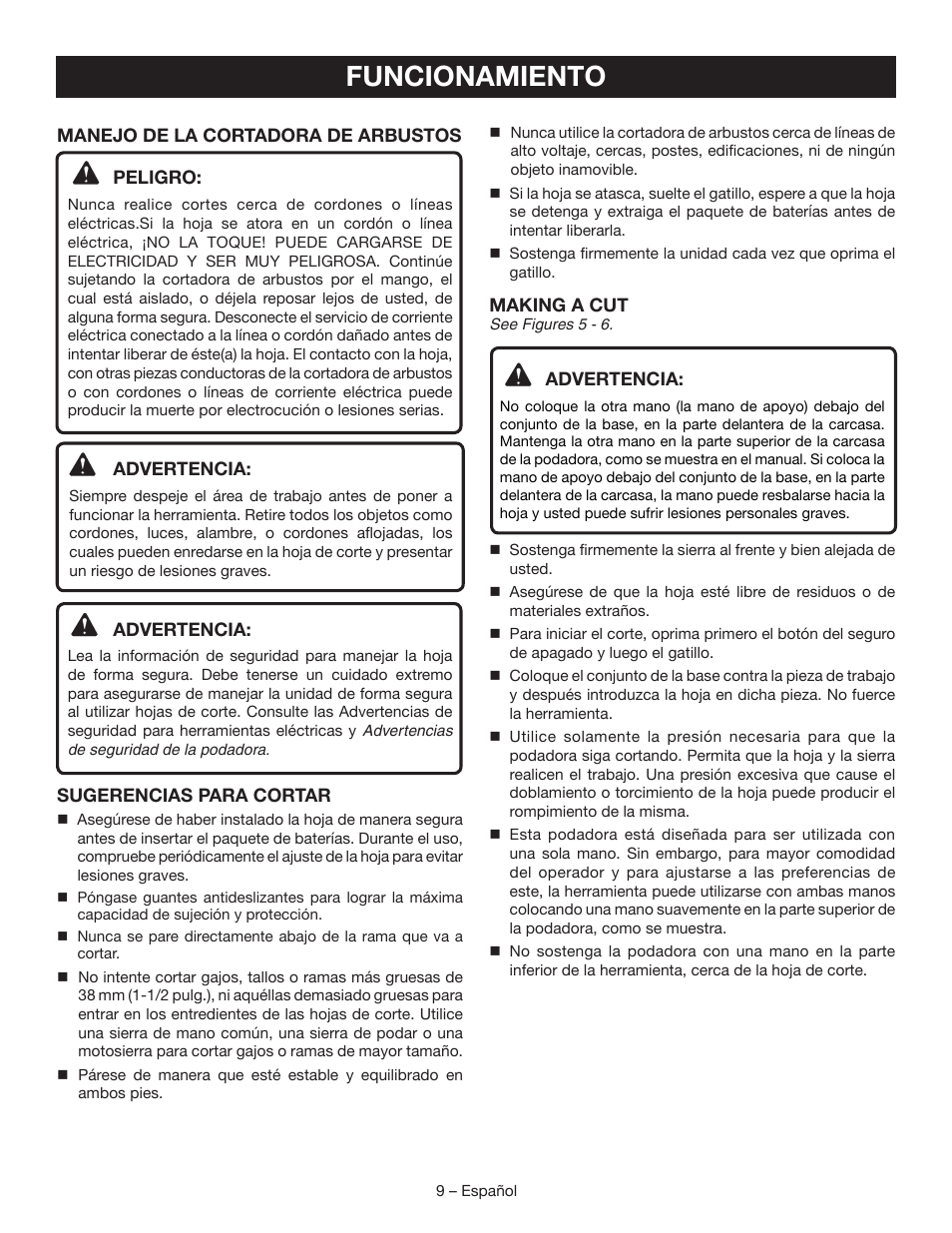 Funcionamiento | Ryobi P560 User Manual | Page 29 / 34