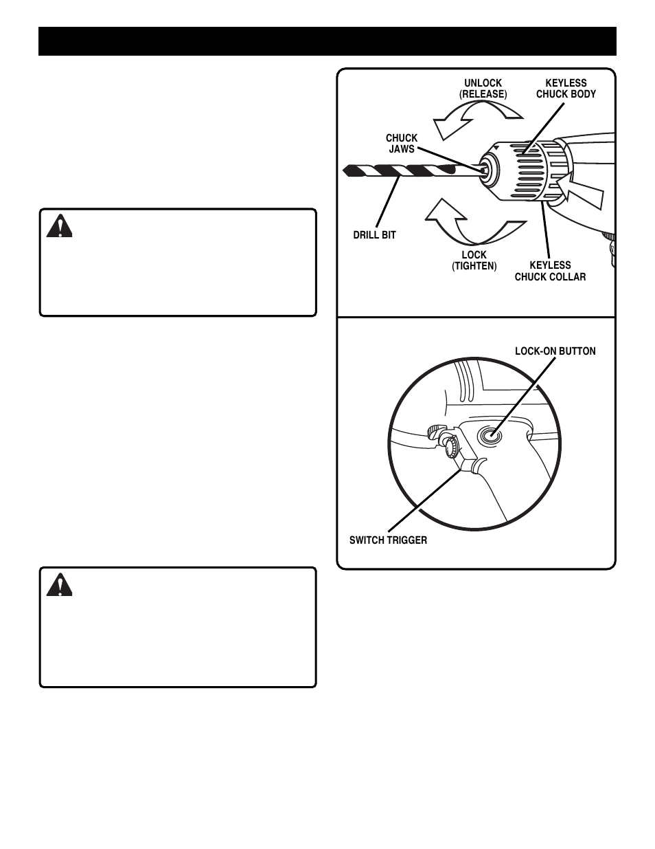 Operation, Warning | Ryobi D28VSR User Manual | Page 6 / 12