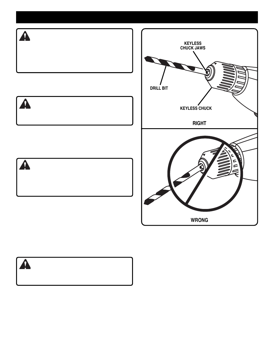 Operation, Warning, Right | Wrong | Ryobi D28VSR User Manual | Page 8 / 12