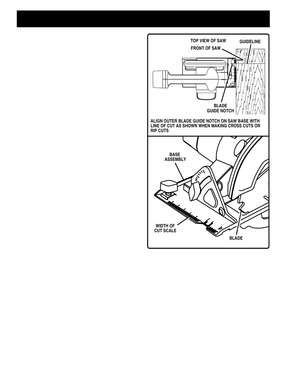 Operation, Width of cut scale | Ryobi R10631 User Manual | Page 15 / 22
