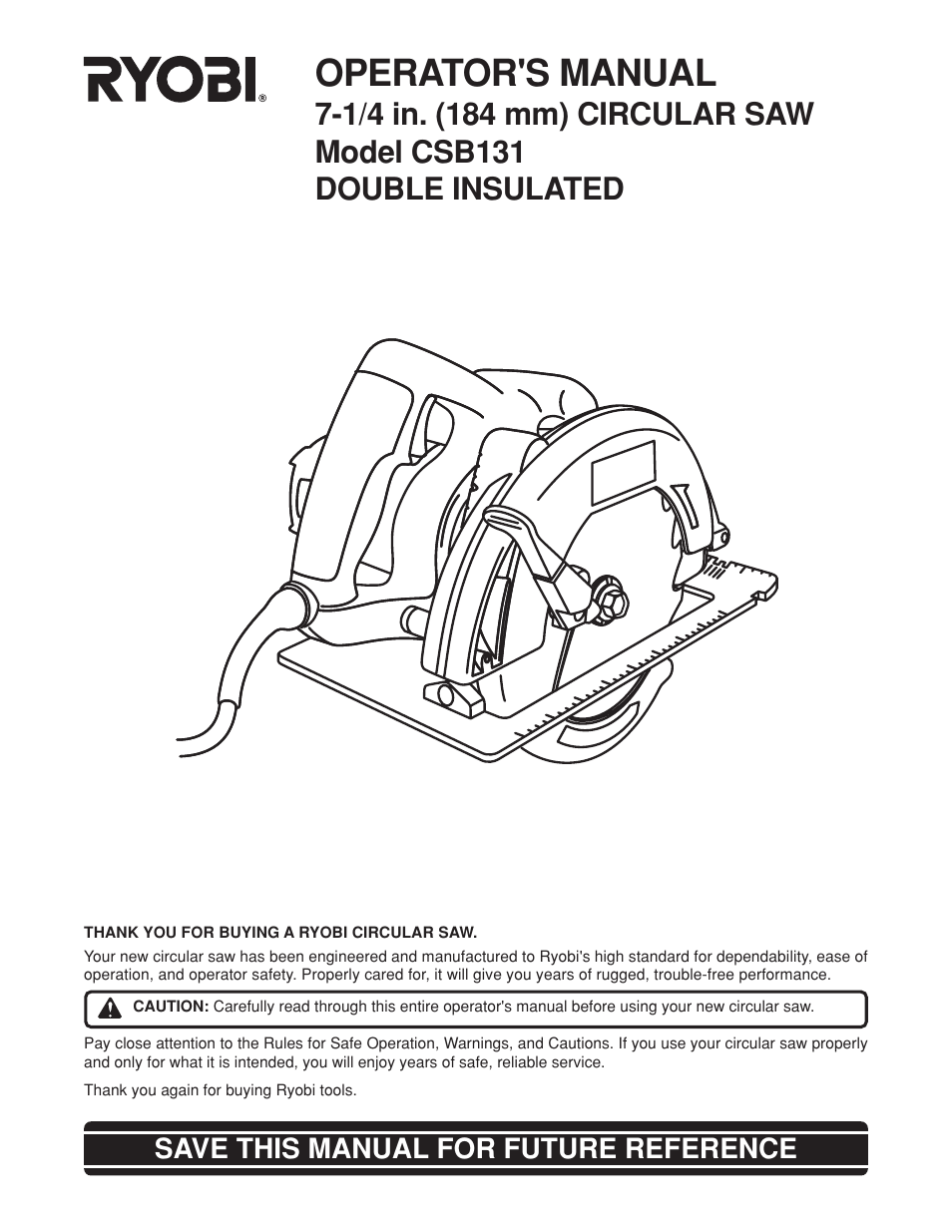 Ryobi csb131 User Manual | 22 pages