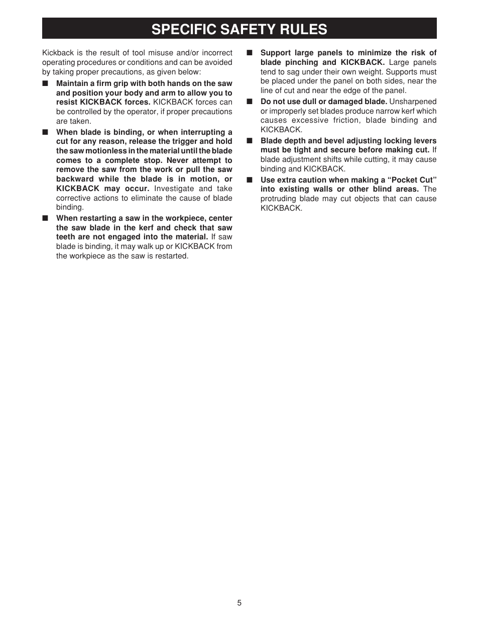 Specific safety rules | Ryobi csb131 User Manual | Page 5 / 22