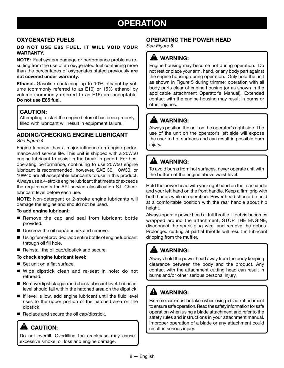 Operation | Ryobi RY34001 User Manual | Page 10 / 46