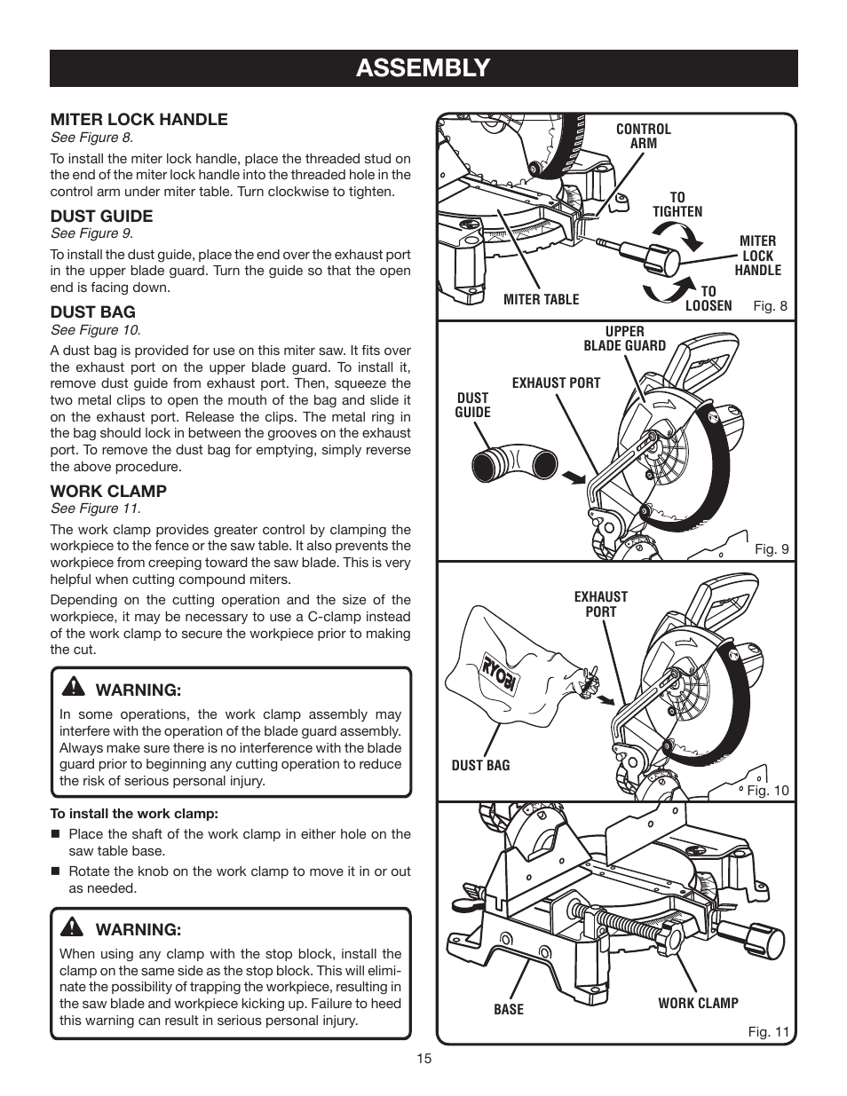 Assembly | Ryobi TS1353DXL User Manual | Page 15 / 32