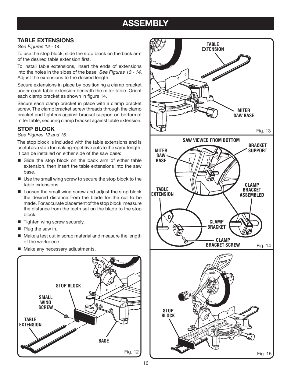 Assembly | Ryobi TS1353DXL User Manual | Page 16 / 32