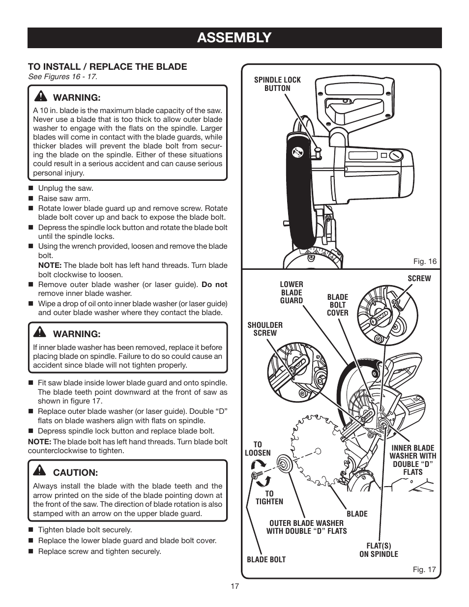 Assembly | Ryobi TS1353DXL User Manual | Page 17 / 32
