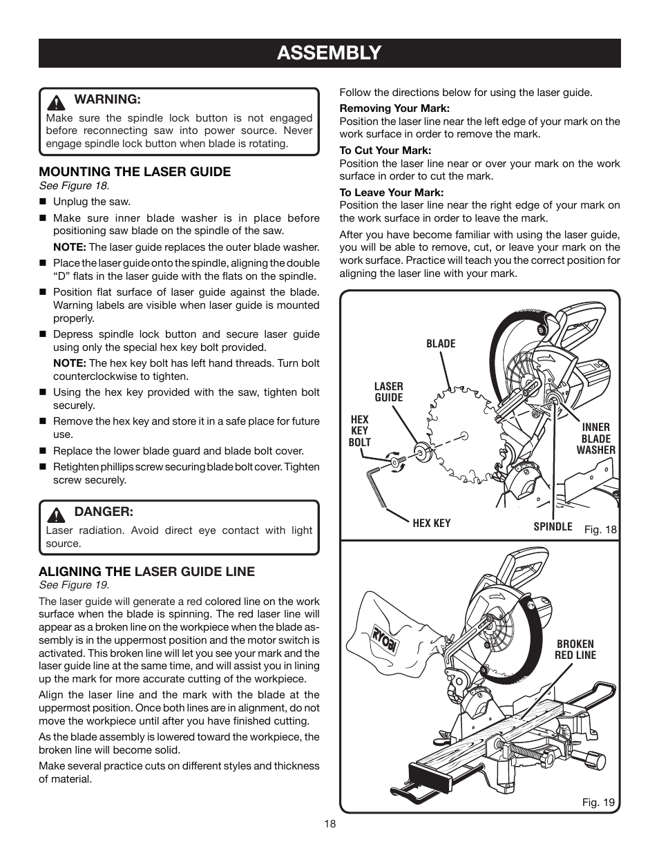Assembly | Ryobi TS1353DXL User Manual | Page 18 / 32