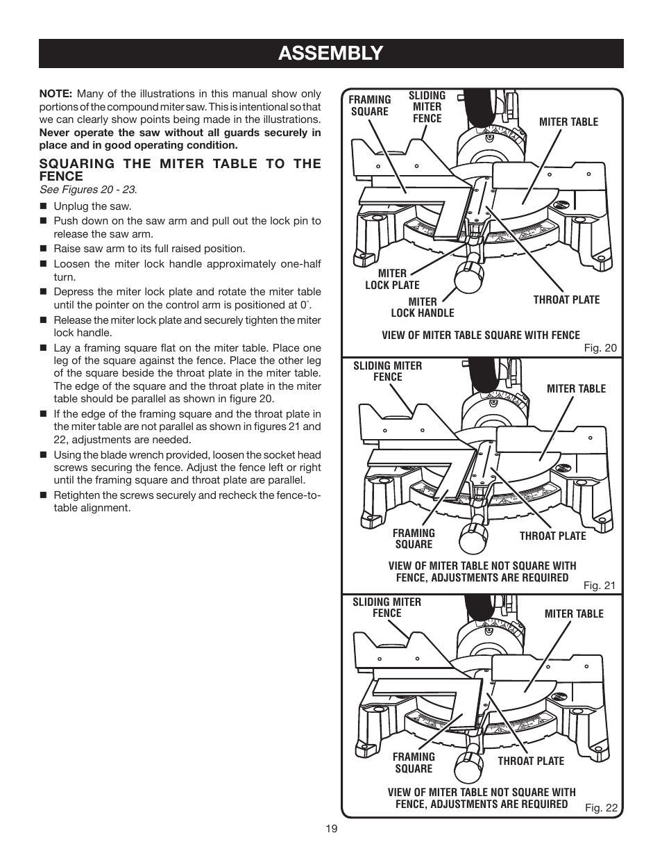 Assembly | Ryobi TS1353DXL User Manual | Page 19 / 32