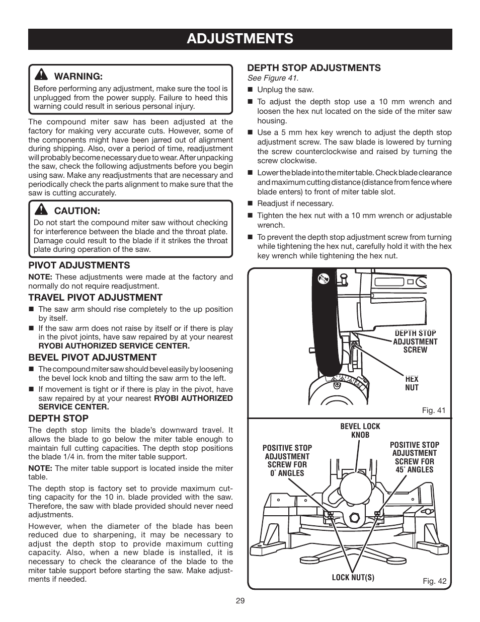 Adjustments | Ryobi TS1353DXL User Manual | Page 29 / 32