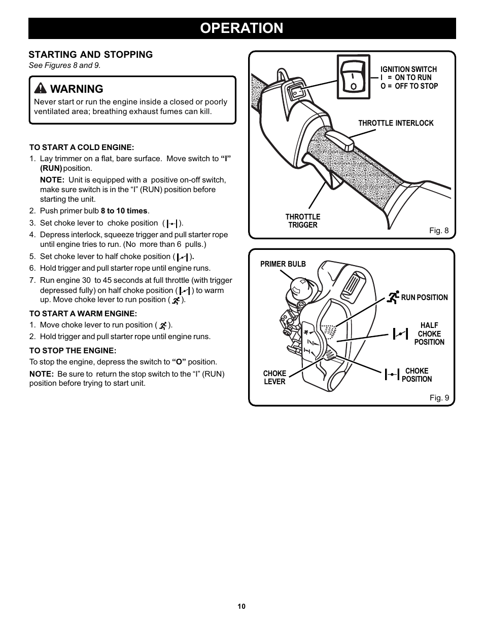 Operation, Warning | Ryobi PLT3043A User Manual | Page 10 / 18
