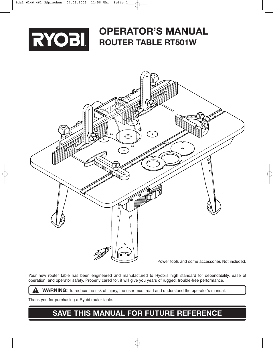 Ryobi RT501W User Manual | 28 pages