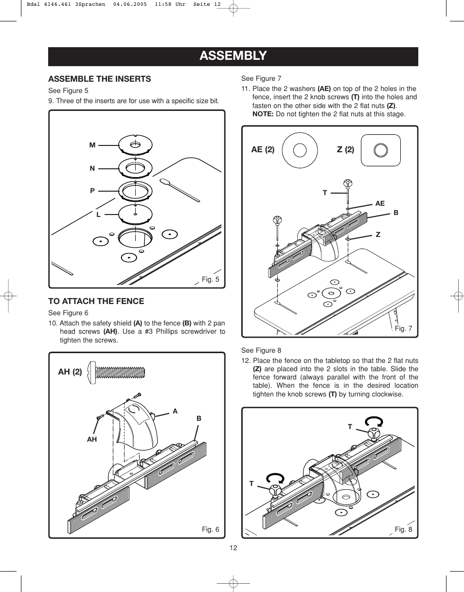 Assembly | Ryobi RT501W User Manual | Page 12 / 28