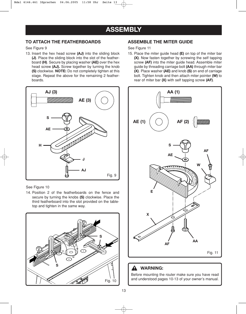 Assembly | Ryobi RT501W User Manual | Page 13 / 28