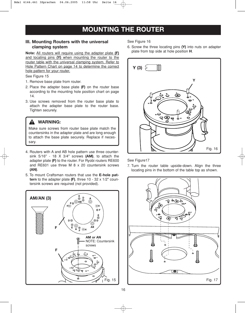 Mounting the router | Ryobi RT501W User Manual | Page 16 / 28