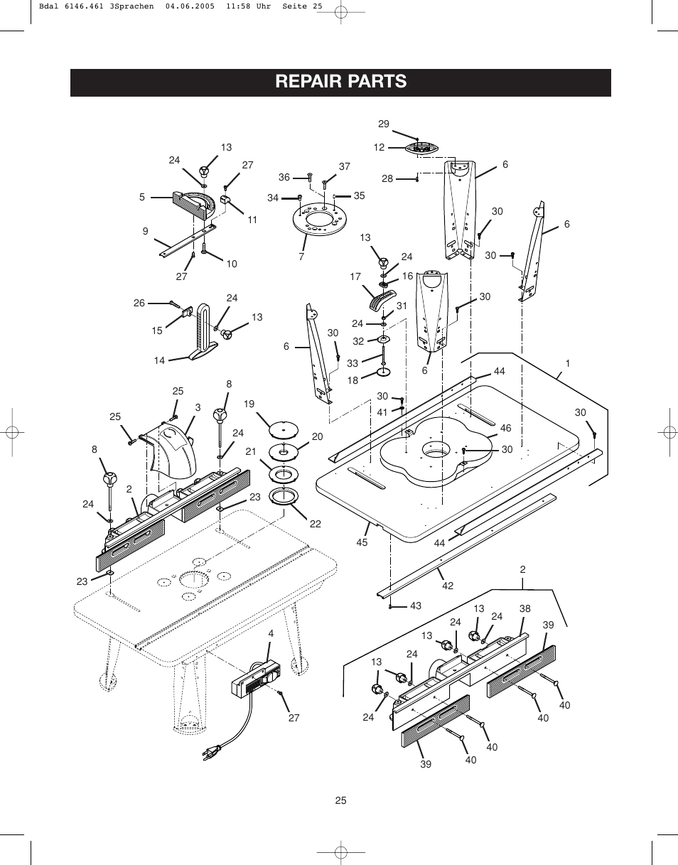 Repair parts | Ryobi RT501W User Manual | Page 25 / 28
