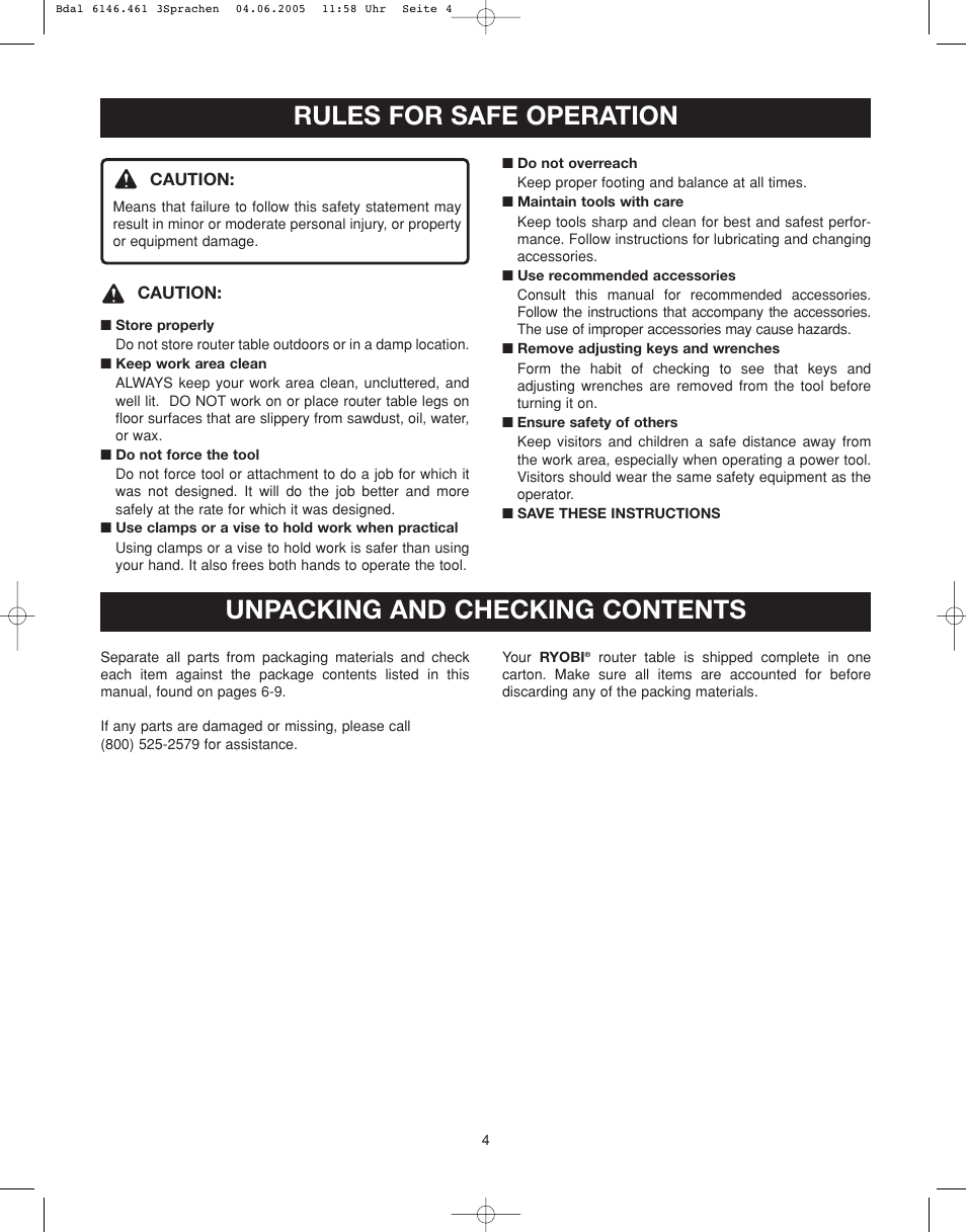 Ryobi RT501W User Manual | Page 4 / 28
