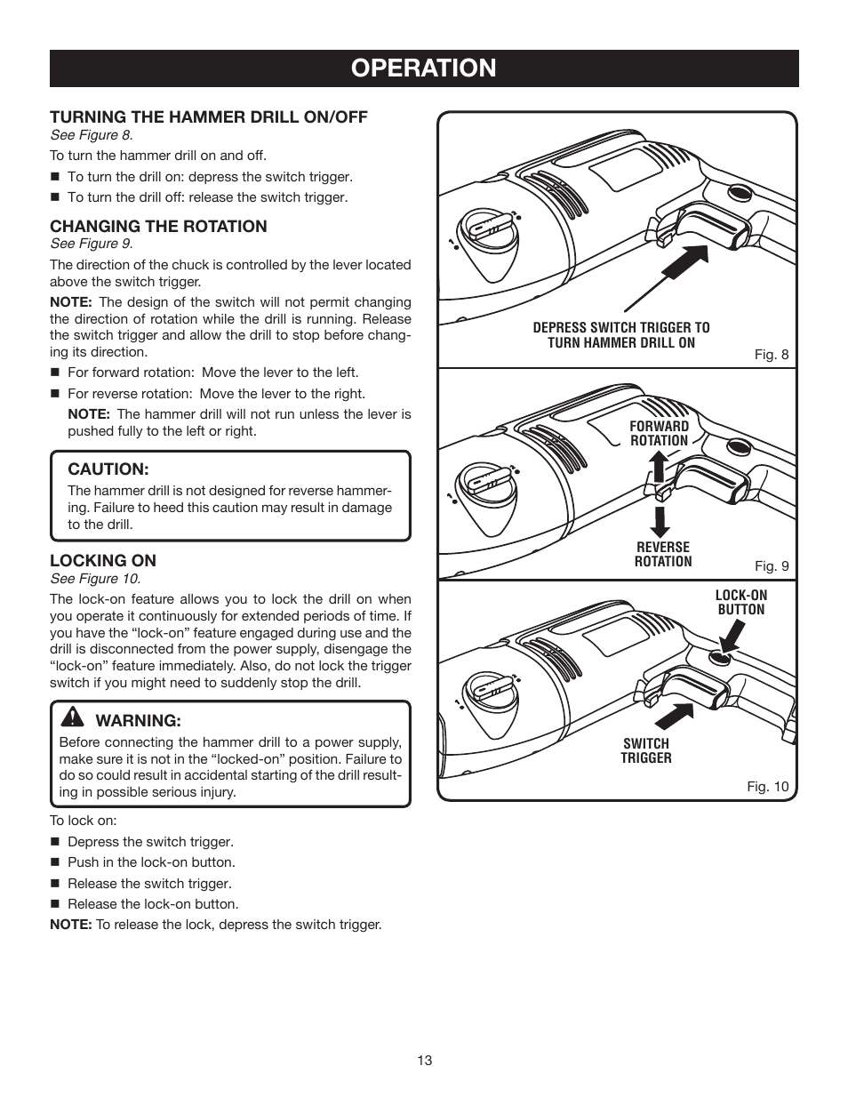 Operation | Ryobi D551H User Manual | Page 13 / 16