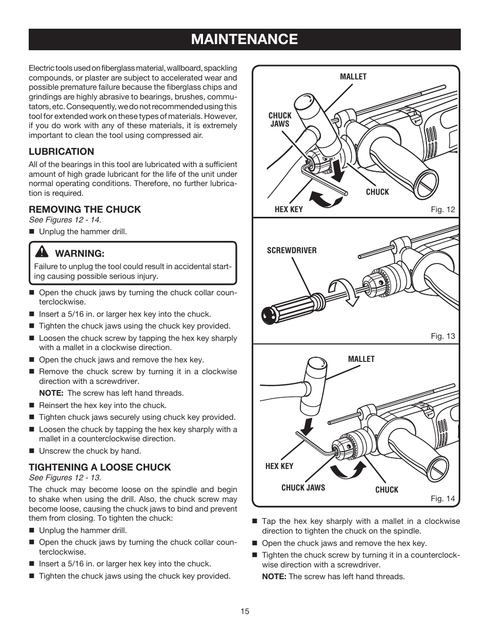 Maintenance | Ryobi D551H User Manual | Page 15 / 16
