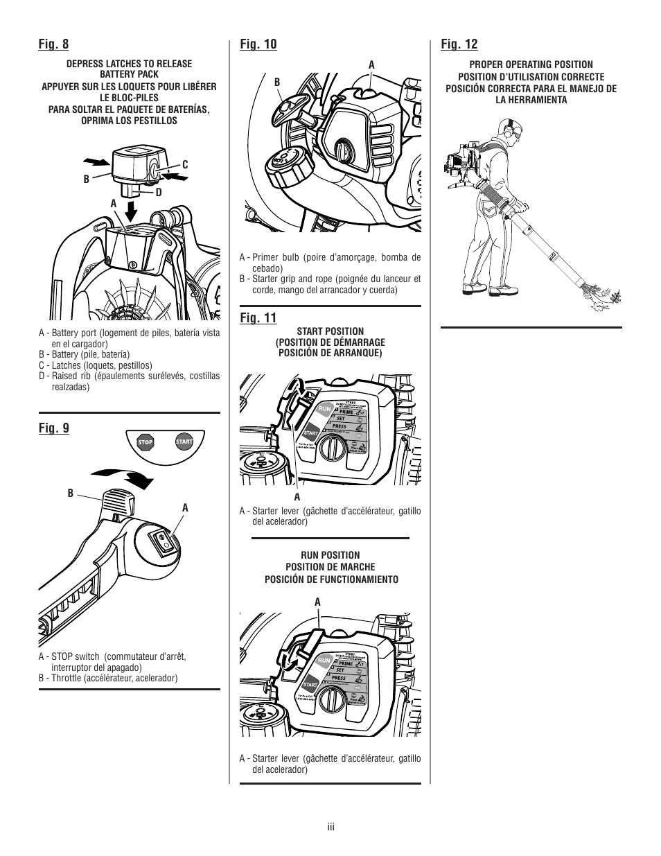 Fig. 10 fig. 12, Fig. 11, Fig. 9 fig. 8 | Ryobi RY09605 User Manual | Page 3 / 46