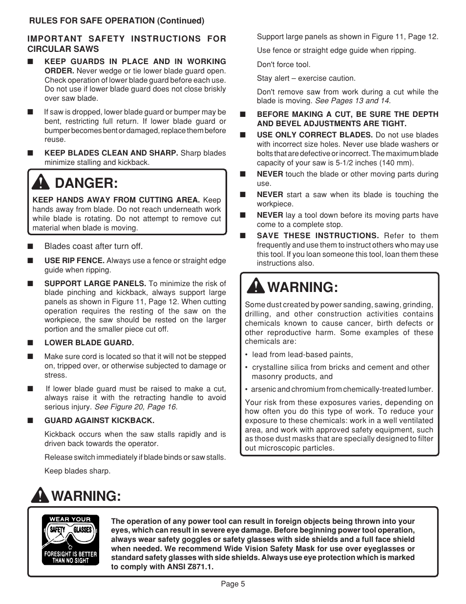 Danger, Warning | Ryobi R10632 User Manual | Page 5 / 20