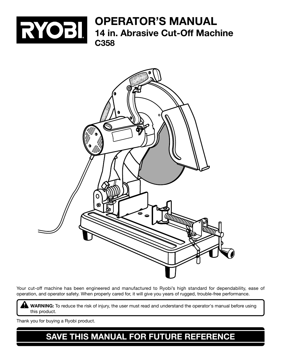 Ryobi C358 User Manual | 20 pages