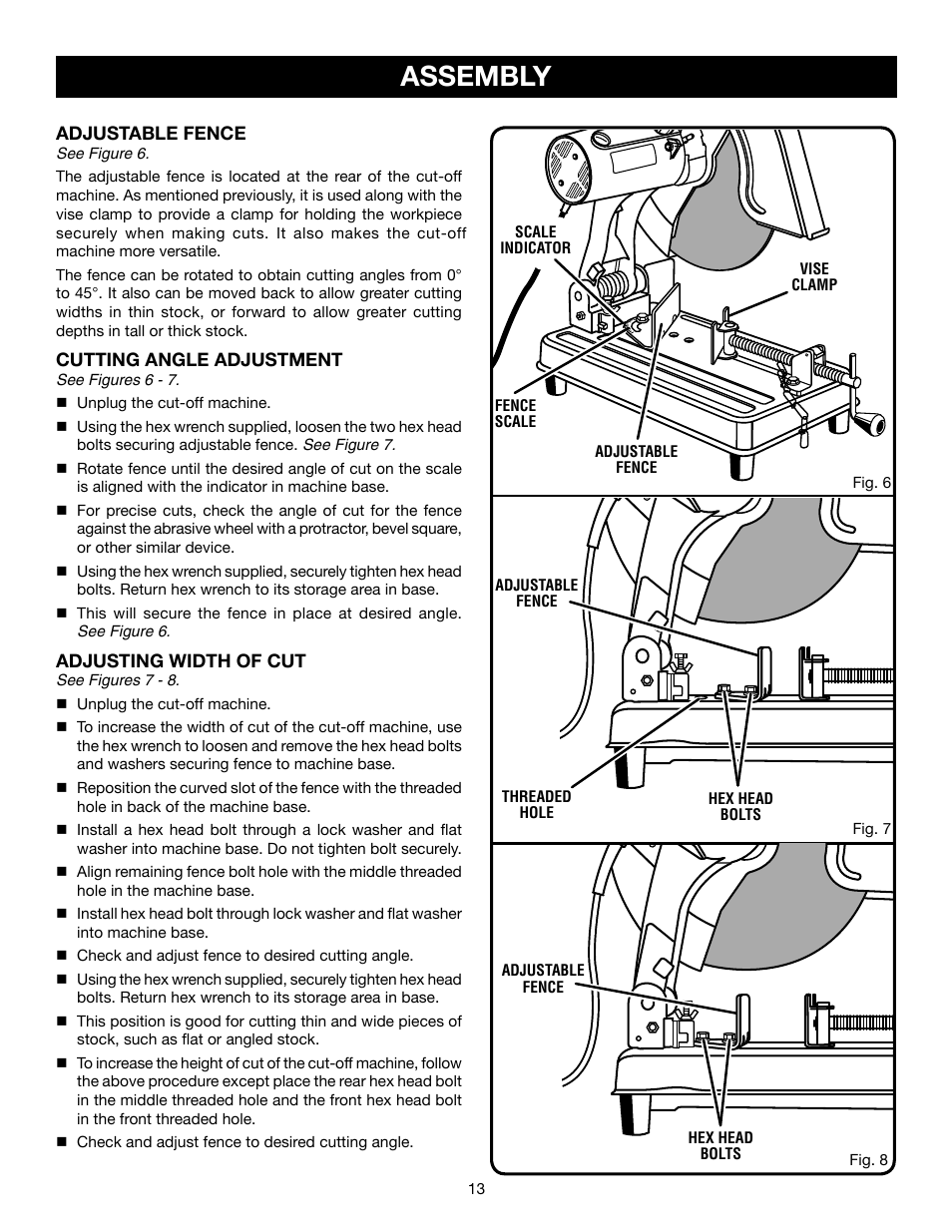 Assembly | Ryobi C358 User Manual | Page 13 / 20