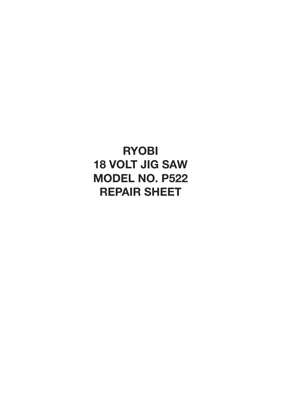 Ryobi P522 User Manual | 4 pages